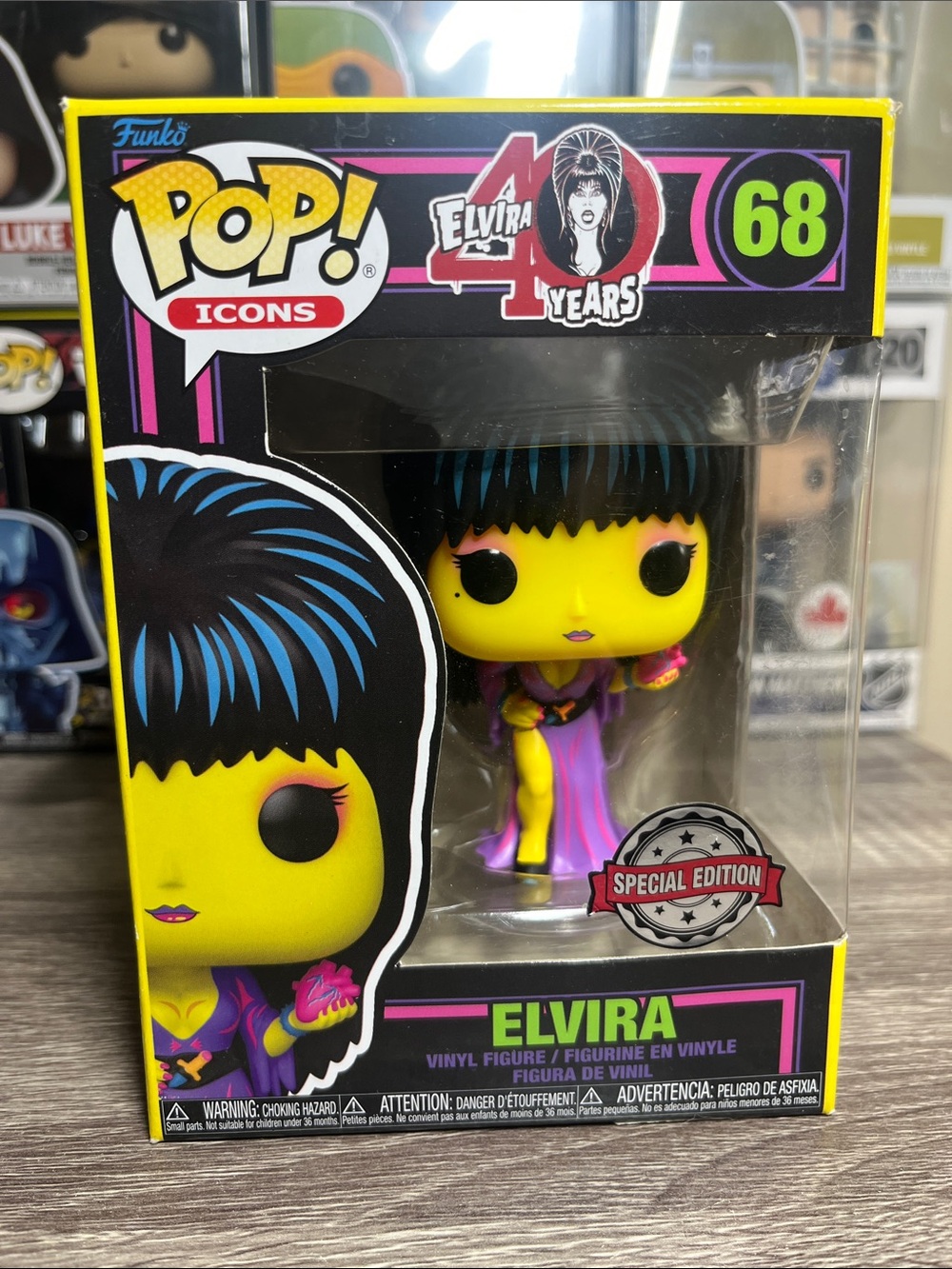 Funko Pop! Elvira Black Light Vinyl Figure - Yellow, Black, Purple, Pink